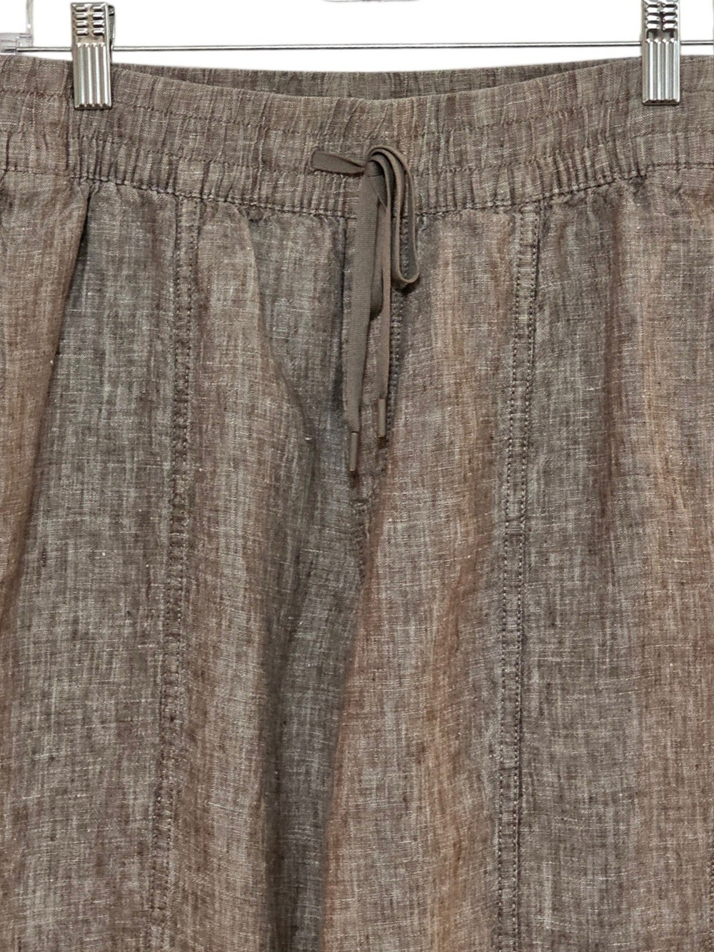 Athleta Retreat Linen Jogger Pants Women SP Sm Petite Taupe Zipper Pockets Zip - Picture 3 of 14
